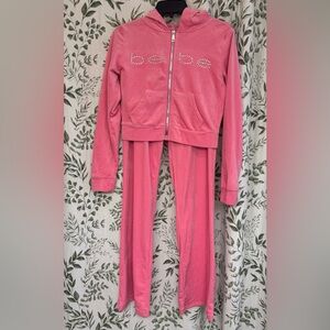 bebe Pink Velour Tracksuit